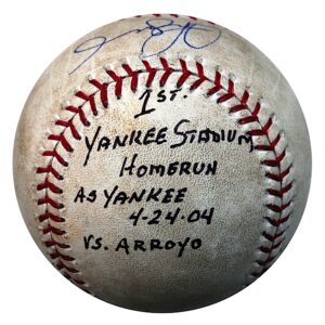 4/24/2004 Alex Rodriguez NY Yankees First Yankee Stadium Homerun as a Yankee Game-Used & Autographed Baseball