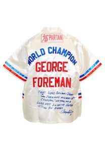 4/26/1997 George Foreman Fight-Worn Cornerman Jacket Autographed & Inscribed By Angelo Dundee