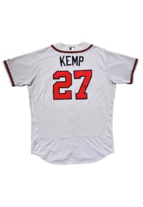 4/29/2017 Matt Kemp Atlanta Braves Game-Used 3 Home Run Road Jersey