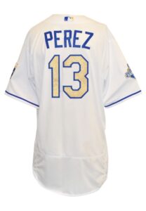 4/3/2016 Salvador Perez Kansas City Royals Game-Used Opening Day Home Jersey