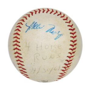 4/30/61 Willie Mays Single Signed Baseball With Reference to his 4 Home Run Game