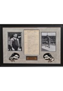 4/4/1957 Jack Harrison Dempsey Full Name Autographed & Framed Referee Application