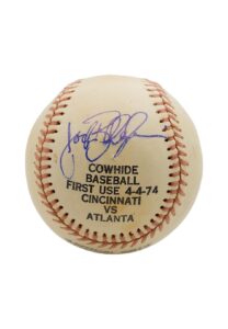 4/4/1974 Hank Aaron 714 HR Record Tying Game-Used Baseball Autographed By Opposing Pitcher Jack Billingham