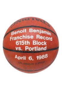 4/6/1988 Benoit Benjamin Los Angeles Clippers Game-Used Basketball