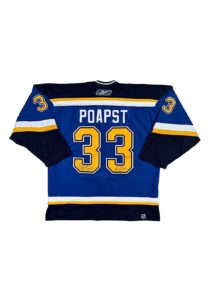 4/9/2006 Steve Poapst St. Louis Blues Game-Used & Autographed Al MacInnis Night Jersey