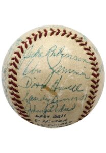 5/10/1955 Brooklyn Dodgers Team-Signed ONL Baseball With Robinson & Campanella