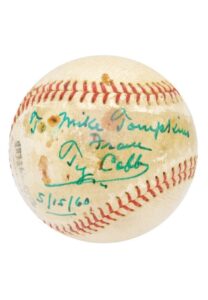 5/15/1960 Ty Cobb Single Signed Baseball