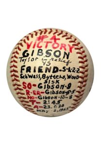 5/2/1965 Bob Gibson St. Louis Cardinals Game-Used & Autographed Victory Baseball