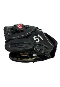 5/27/2009 Randy Johnson SF Giants Game-Used & Signed Glove From Career Win #299 With Custom Wrist Band