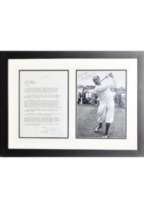 5/29/1964 Framed Walter Hagen Autographed & Inscribed TLS With B&W Photographic Print