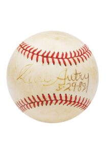 5/29/1982 Gene Autry Single Signed Baseball