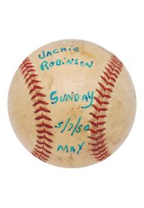 5/7/1950 Jackie Robinson Brooklyn Dodgers Game-Used Home Run Baseball