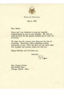 5/8/1992 President Ronald Reagan TLS Autographed Typed Letter to Charlie Grimm’s Widow