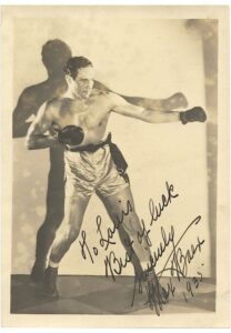 5″ x 7″ Max Baer Autograph Sepia Fighting Stance Portrait Photography