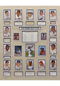 “500 Home Run Club” Multi-Signed Display W/ Beautiful Ruth Cut