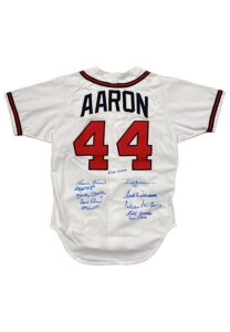 “500 Home Run Club” Multi-Signed Hank Aaron Atlanta Braves Home Jersey