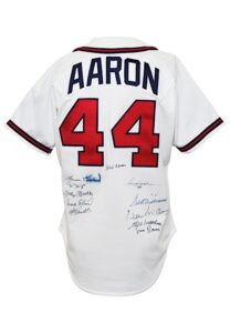 “500 Home Run Club” Multi-Signed Hank Aaron Atlanta Braves Home Jersey