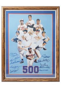 500 Home Run Hitters Multi-Signed & Framed Lithograph