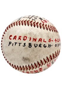 6/14/1967 Bob Gibson St. Louis Cardinals Game-Used & Painted Victory Stat Baseball