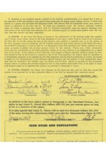 6/15/1959 Lou Groza Cleveland Browns Signed Player Contract with Paul Brown & Bert Bell