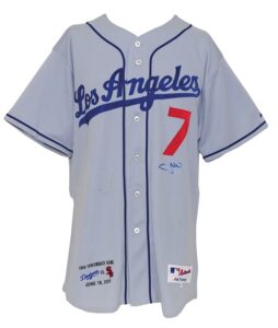 6/18/2005 J.D. Drew Los Angeles Dodgers Game-Used & Autographed 1959 Throwback Road Jersey