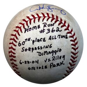 6/22/2004 Alex Rodriguez NY Yankees Game-Used & Autographed Homerun Baseball #362