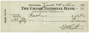 6/24/1946 George Herman “Babe” Ruth Double Endorsed Personal Check