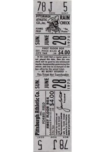 6/28/1970 Last Game At Forbes Field Unused Ticket