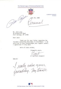 6/30/1988 Pete Rose & Bart Giamatti Signed Letter with Rose Content