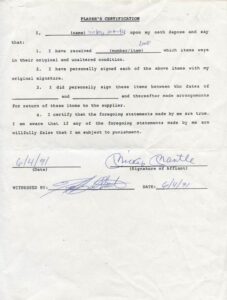 6/4/1991 Mickey Mantle Signed Score Board Contract