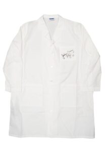 6/5/1997 Julius “Dr. J” Erving Press Conference Worn & Autographed Lab Coat