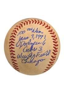 6/9/1991 Orel Hershiser LA Dodgers 100th Career Win Game-Used & Autographed Baseballs