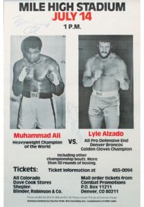 7/14/1979 Exhibition Fight Poster Signed by Muhammad Ali & Broncos DE Lyle Alzado