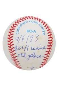 7/2/1993 & 7/6/1993 Sparky Anderson’s Game-Used & Autographed Baseballs From His 2,040th/2,041st Managerial Wins Tying/Passing Walter Alston for 5th All-Time