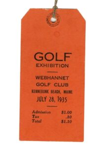 7/28/1935 Webhannet Golf Club Pass Signed by Gene Sarazen and Babe Didrikson