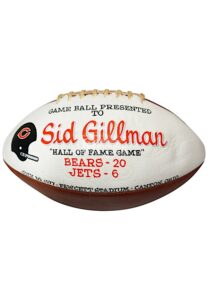 7/30/1977 Chicago Bears vs. New York Jets NFL Hall Of Fame Game Game-Ball Presented To Sid Gillman