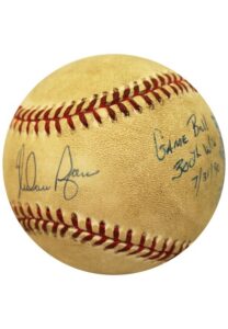 7/31/1990 Nolan Ryan Texas Rangers 300th Career Win Game-Used, Autographed & Inscribed Baseball