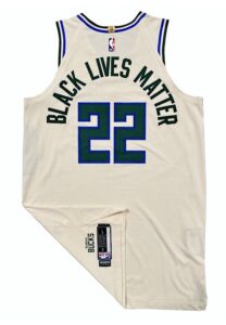 7/31/2020 Khris Middleton Milwaukee Bucks Game-Used Cream City “Black Lives Matter” Jersey