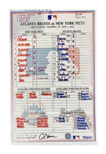 7/7/2003 NY Mets vs. Atlanta Braves Lineup Card