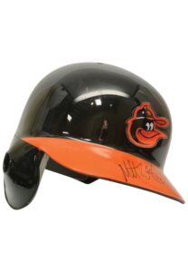 8/13/2010 Matt Wieters Baltimore Orioles Game-Used & Autographed Throwback Road Batting Helmet