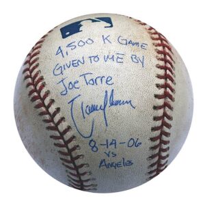 8/14/2006 Randy Johnson NY Yankees Game-Used & Autographed Baseball from 4,500 Strikeout Game