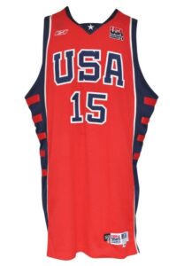 8/15/2004 Richard Jefferson Team USA Olympics Game-Used Red Jersey (Photomatch)