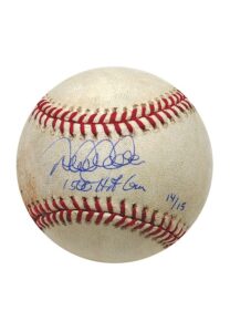 8/16/2003 Derek Jeter NY Yankees Game-Used & Autographed LE Baseball Inscribed “1500 Career Hit Game”