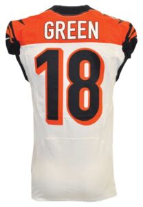 8/16/2012 A.J. Green Cincinnati Bengals Game-Used & Autographed Road Jersey