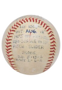 8/18/1975 Bobby Tolan San Diego Padres 1,000th Career Hit Game-Used Bat & Baseball