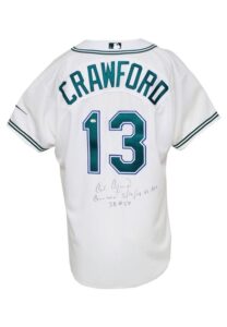 8/19/2004 Carl Crawford Tampa Bay Devil Rays Game-Used & Autographed Home Jersey