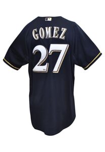 8/19/2014 Carlos Gomez Milwaukee Brewers Game-Used Alternate Home Jersey