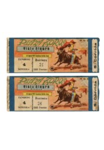 8/20/1959 Bullfight Tickets Once Belonging To Ernest Hemingway