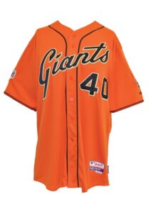 8/28/2015 Madison Bumgarner San Francisco Giants Bench-Worn Friday Orange Jersey