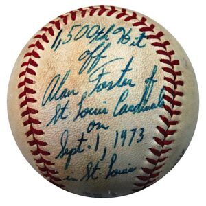 9/1/1973 Rusty Staub NY Mets Career Hit #1500 Game-Used & Autographed Baseball